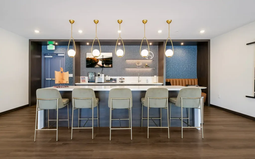 Station at Hatboro lounge kitchen with bar seating